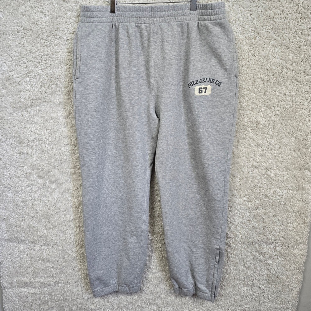 Vintage Polo Jeans Co Sweatpants Men XL Gray Ralph Lauren Side Zip Joggers